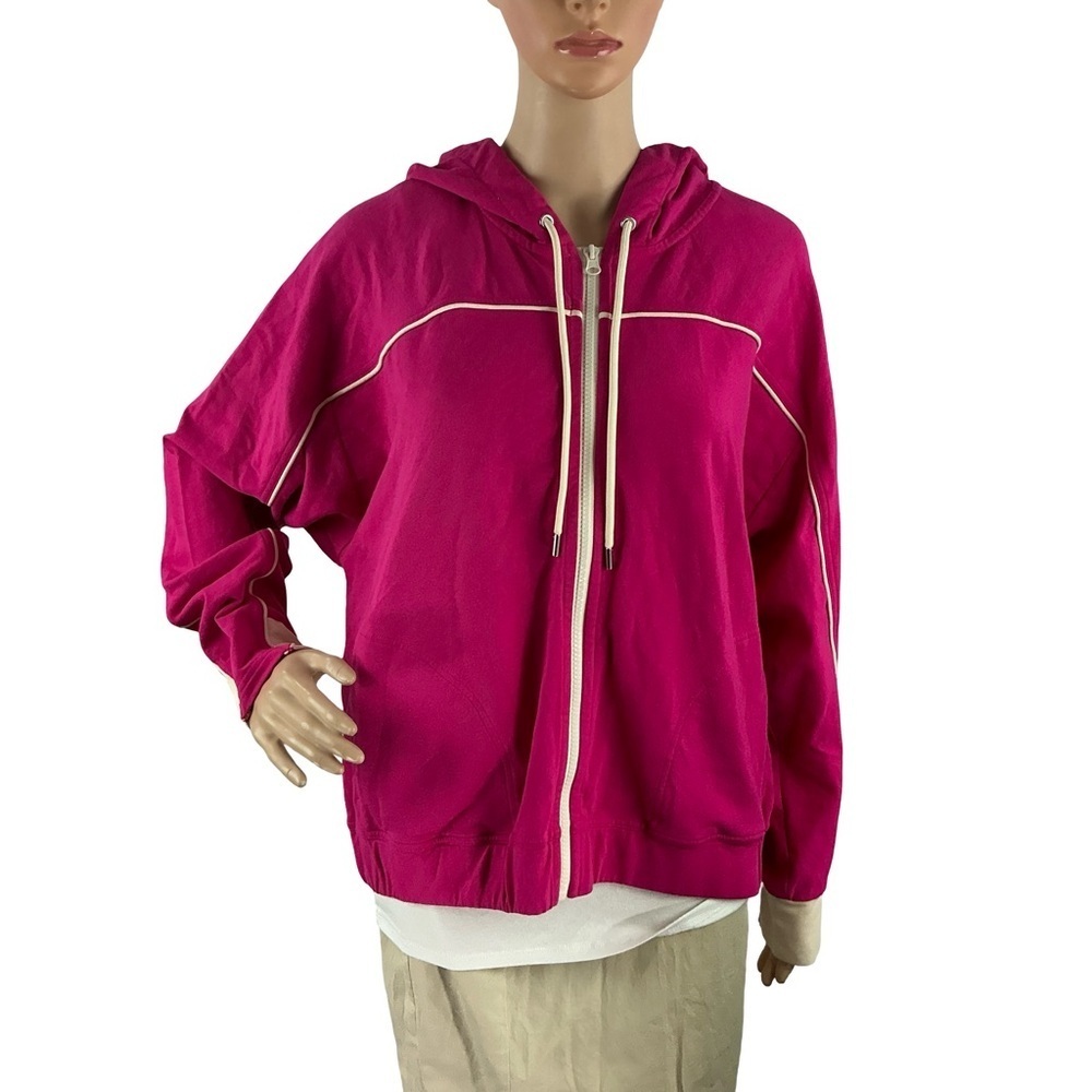 Johnny Was Calme Zip Up Dolman Hoodie Pink Lounge Cozy Size M